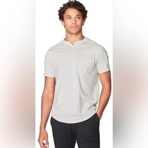 Go Couture Men’s Notched Collar Short Sleeve Pocket Tee Cotton Blend Sz XL Grey